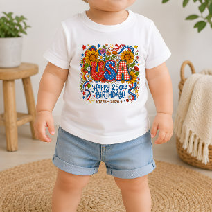 USA 250. Geburtstag Sonnenblumen-Grafik Baby T-shirt
