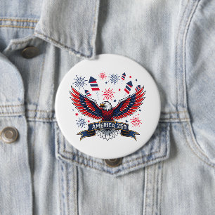 USA 250. Geburtstags-Patriotischer-Adler-Feuerwerk Button
