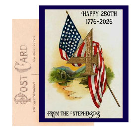 USA 250. Geburtstags-Patroutische Flagge zum 4. Ju Postkarte