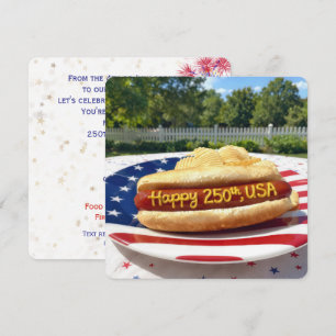 USA 250. Geburtstagsfeier Hot Dog Einladung