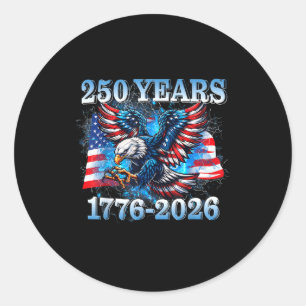 Usa 250 Jahre 1776-2026 Adler Amerikanische Flagge Runder Aufkleber