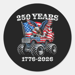 USA 250 Jahre 1776-2026 Adler Monster Truck Jungen Runder Aufkleber