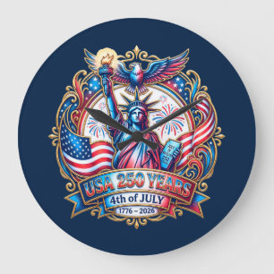 USA 250 Jahre 4. Juli 1776-2026 Große Wanduhr