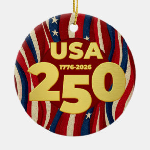 USA 250 Jahre Amerikanische Flagge 4. Juli 2026 Keramik Ornament