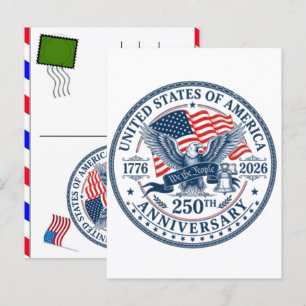 USA 250 Jahre Feier: Amerika 1776–2026 Feiertagspostkarte