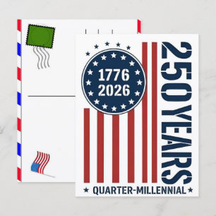 USA 250 Jahre Feier: Amerika 1776–2026 Feiertagspostkarte