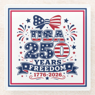 USA 250 Jahre Freiheit 1776 - 2026 Glasuntersetzer