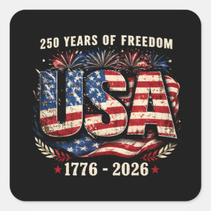 USA 250 Jahre Freiheit   1776–2026 Patriot Quadratischer Aufkleber