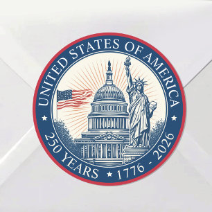 USA 250 Jahre Freiheit Amerikas Semiquincentennial Runder Aufkleber