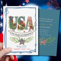 USA 250 Jahre Freiheit Aquarell 4. Juli Inv