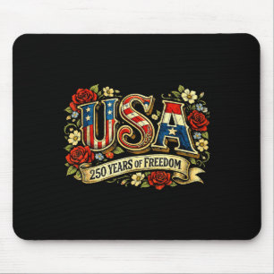 USA 250 Jahre Freiheit Blumenrose patriotisch Mousepad
