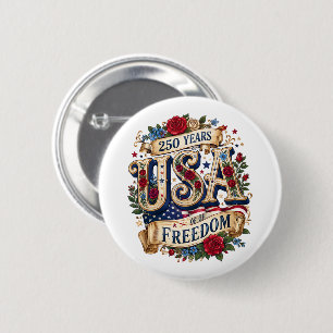 USA 250 Jahre Freiheit Floral Americana Button