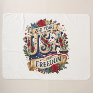 USA 250 Jahre Freiheit Floral Americana Sherpadecke