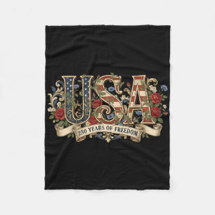 USA 250 Jahre Freiheit Florale Rose Patriotisch Vi Fleecedecke