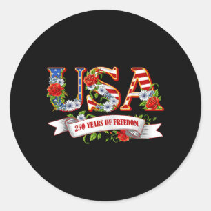 USA 250 Jahre Freiheit Patriotische Wildblume 4. Runder Aufkleber