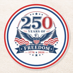 USA 250 Jahre Freiheits-Patriotischer-Adler-Design Runder Pappuntersetzer