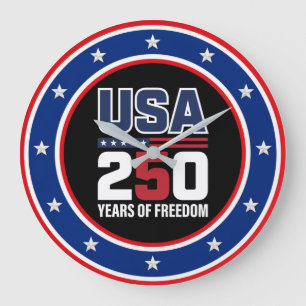 USA 250 Jahre Freiheits-Patriotisches Flaggen-Desi Große Wanduhr