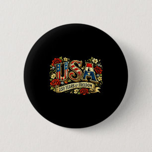 USA 250 Jahre Freiheitsblumenrose patriotisch Button