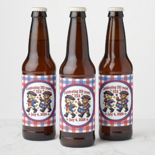USA 250 Jahre Jubiläum Souvenir - Patriotic Bierflaschenetikett
