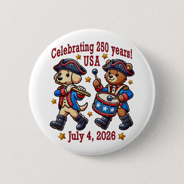 USA 250 Jahre Jubiläum Souvenir - Patriotic Button (Vorderseite)