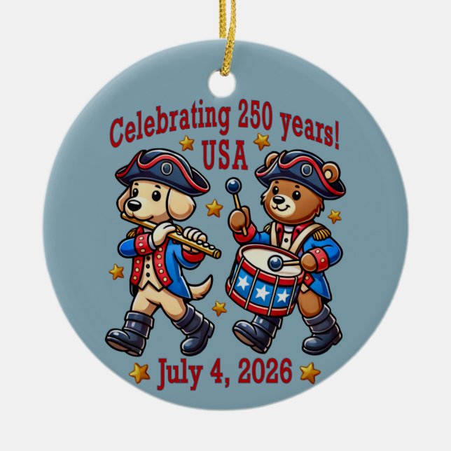 USA 250 Jahre Jubiläum Souvenir - Patriotic Keramik Ornament (Vorne)