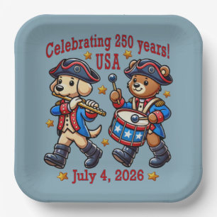 USA 250 Jahre Jubiläum Souvenir - Patriotic Pappteller