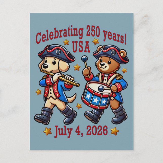USA 250 Jahre Jubiläum Souvenir - Patriotic Postkarte (Vorderseite)