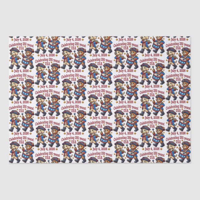 USA 250 Jahre Jubiläum Souvenir - Patriotic Seidenpapier (Vorderseite)