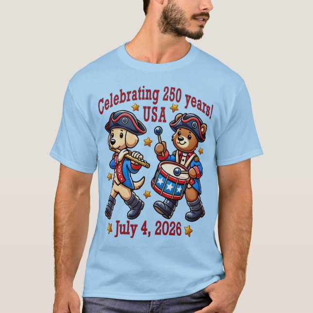 USA 250 Jahre Jubiläum Souvenir - Patriotic T-Shirt (Vorderseite)