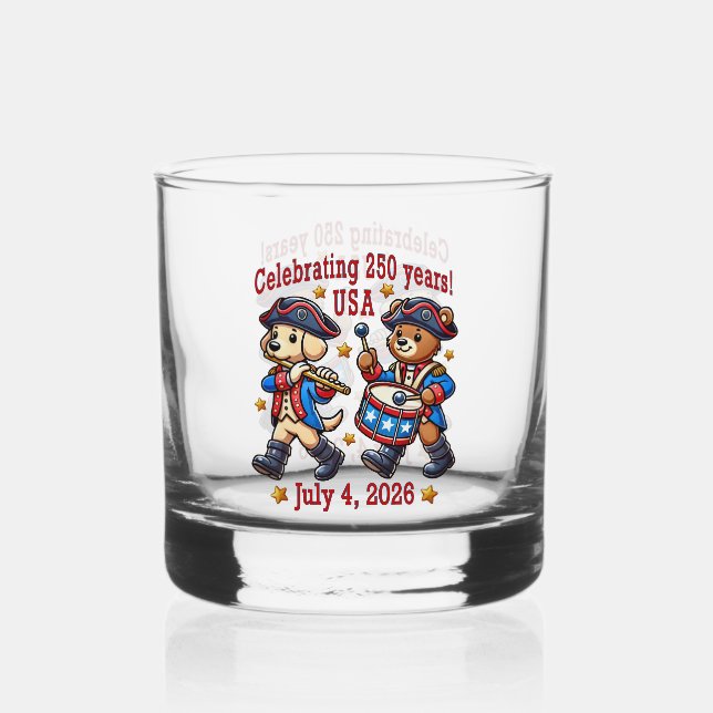 USA 250 Jahre Jubiläum Souvenir - Patriotic Whiskyglas (Vorderseite)