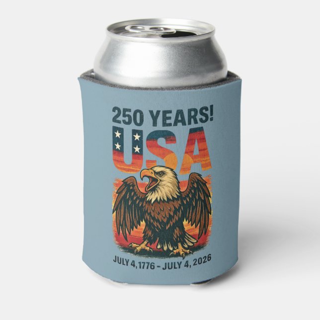 USA 250 Jahre - Patriotic Bald Eagle 4. Juli 2026 Dosenkühler (Kanne Rückseite)