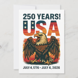 USA 250 Jahre - Patriotic Bald Eagle 4. Juli 2026 Einladung