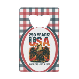 USA 250 Jahre - Patriotic Bald Eagle 4. Juli 2026 Geldbeutel Flaschenöffner