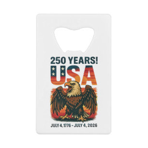 USA 250 Jahre - Patriotic Bald Eagle 4. Juli 2026 Geldbeutel Flaschenöffner