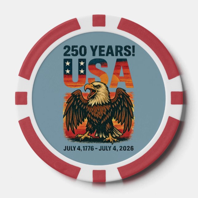 USA 250 Jahre - Patriotic Bald Eagle 4. Juli 2026 Pokerchips (Vorderseite)