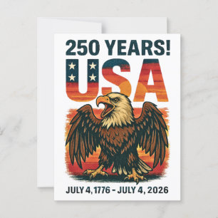 USA 250 Jahre - Patriotic Bald Eagle 4. Juli 2026 Postkarte