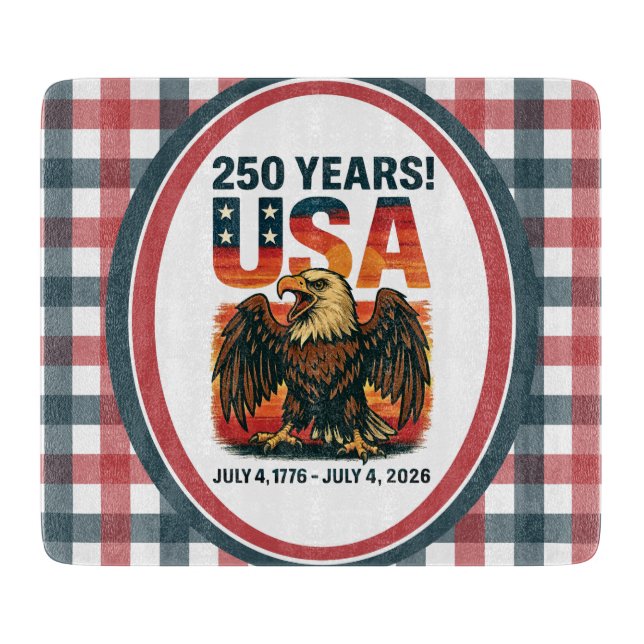 USA 250 Jahre - Patriotic Bald Eagle 4. Juli 2026 Schneidebrett (Vorderseite)