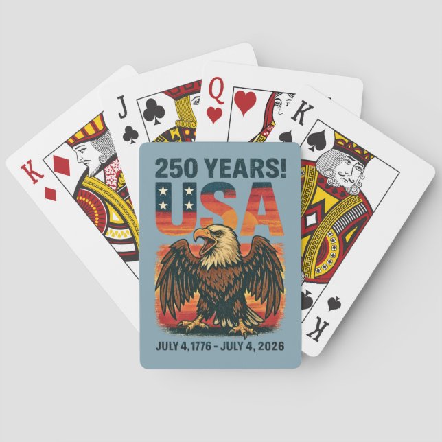 USA 250 Jahre - Patriotic Bald Eagle 4. Juli 2026 Spielkarten (Rückseite)