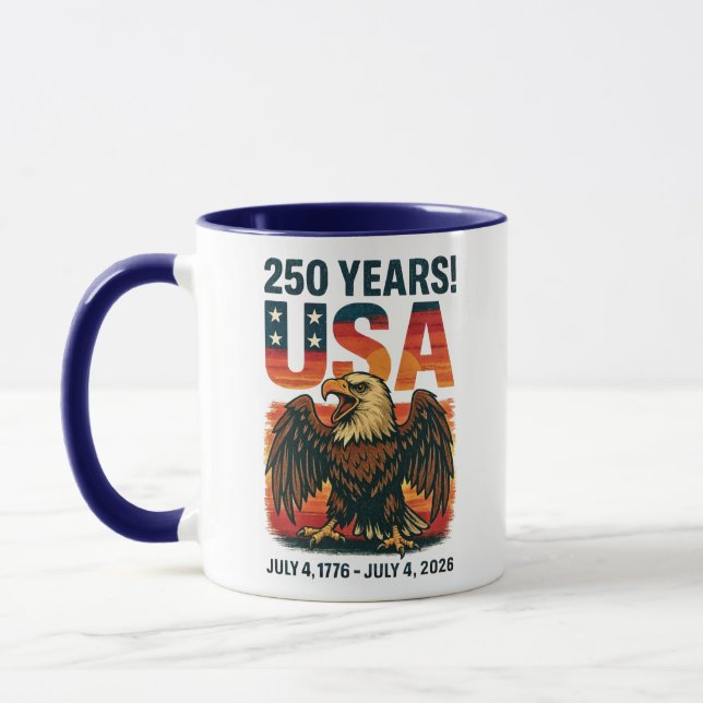 USA 250 Jahre - Patriotic Bald Eagle 4. Juli 2026 Tasse (Links)