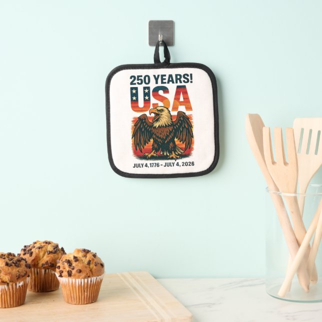USA 250 Jahre - Patriotic Bald Eagle 4. Juli 2026 Topflappen (Insitu (Hängend))