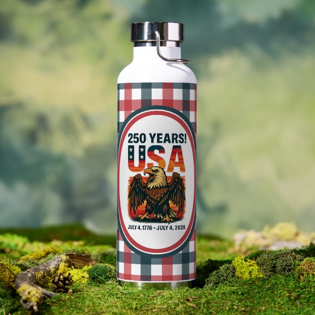 USA 250 Jahre - Patriotic Bald Eagle 4. Juli 2026 Trinkflasche (Außenbereich (gedreht))