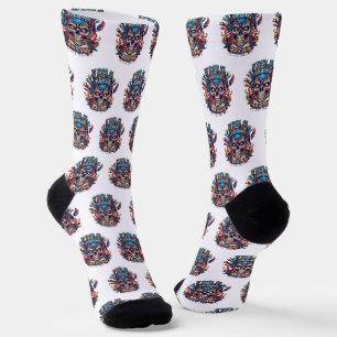 USA 250 Jahre Patriotischer Totenkopf 4. Juli Socken