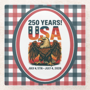 USA 250 Jahre – Patriotischer Weißkopfseeadler 4. Glasuntersetzer