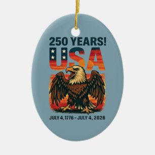 USA 250 Jahre – Patriotischer Weißkopfseeadler 4.  Keramik Ornament