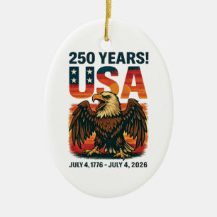 USA 250 Jahre – Patriotischer Weißkopfseeadler 4. Keramik Ornament