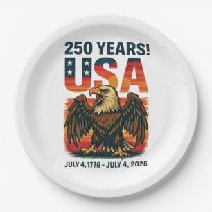 USA 250 Jahre – Patriotischer Weißkopfseeadler 4. Pappteller