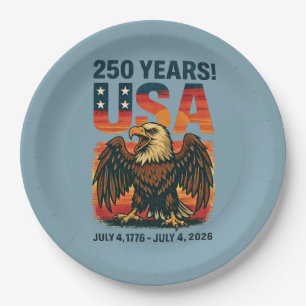 USA 250 Jahre – Patriotischer Weißkopfseeadler 4. Pappteller