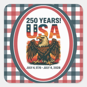 USA 250 Jahre – Patriotischer Weißkopfseeadler 4. Quadratischer Aufkleber