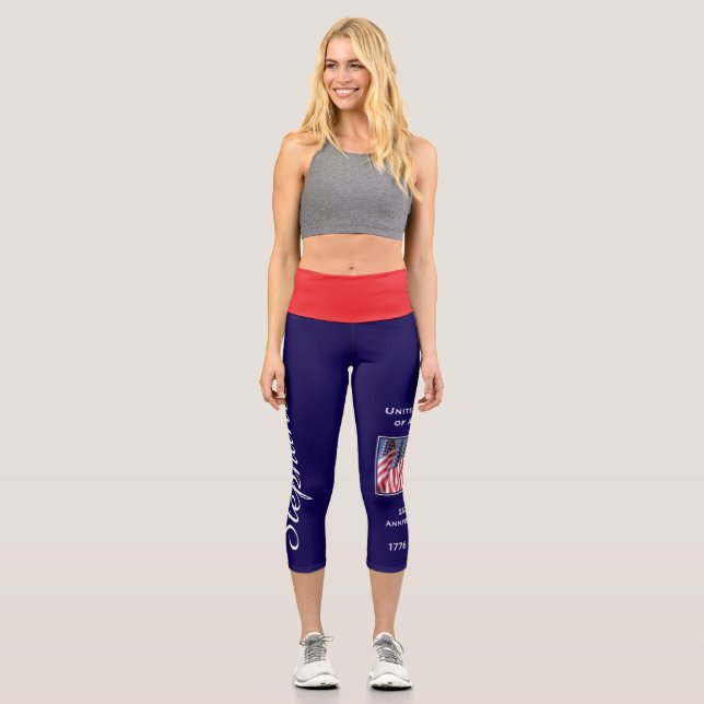 USA 250 Jahre personalisierter Yoga Capri Leggings (Vorderseite)