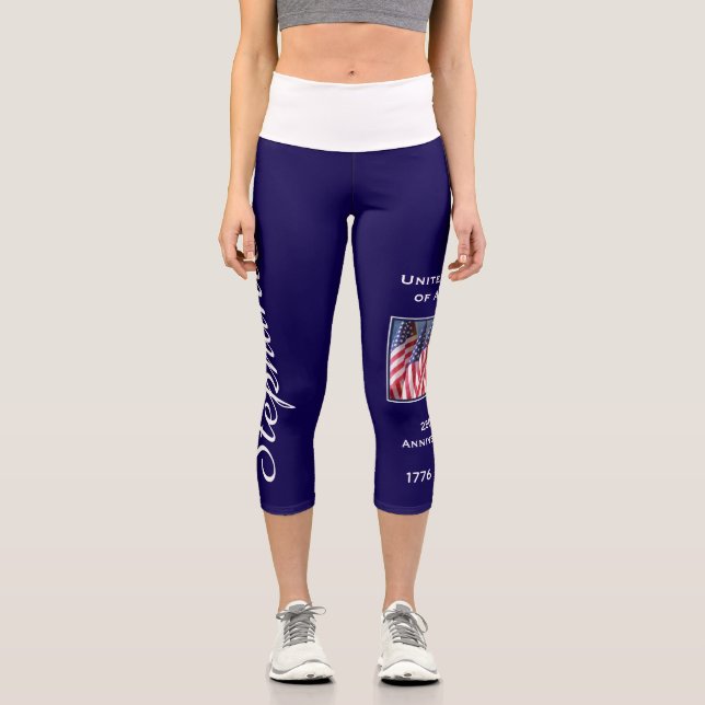 USA 250 Jahre personalisierter Yoga Capri Leggings (Vorderseite)